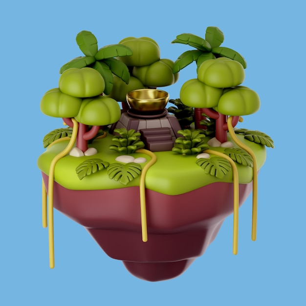 Free PSD 3d illustration with floating island