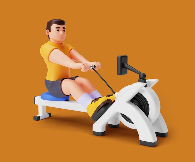 Free PSD 3d illustration with gym personal trainer character