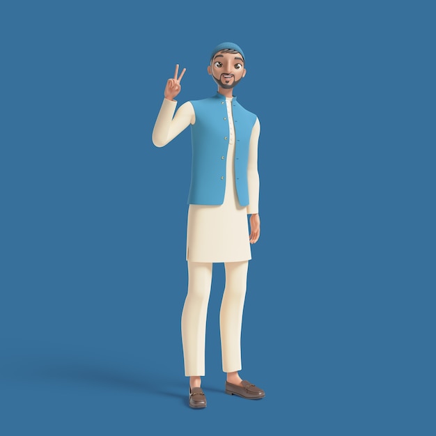 Free PSD 3d illustration with muslim man