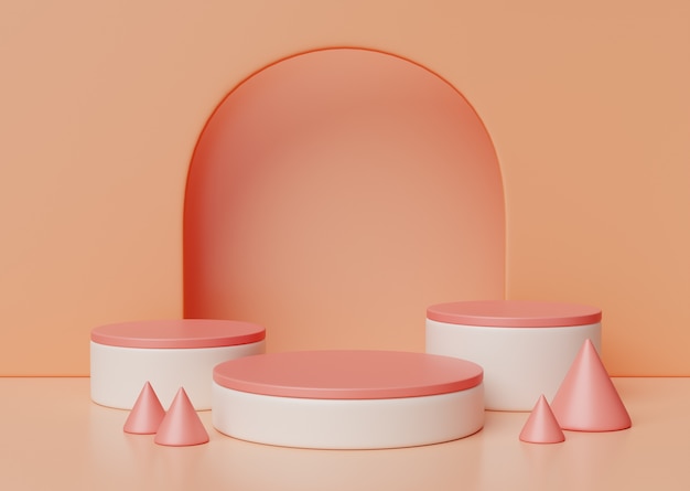 Free PSD 3d illustration with peach colored podium