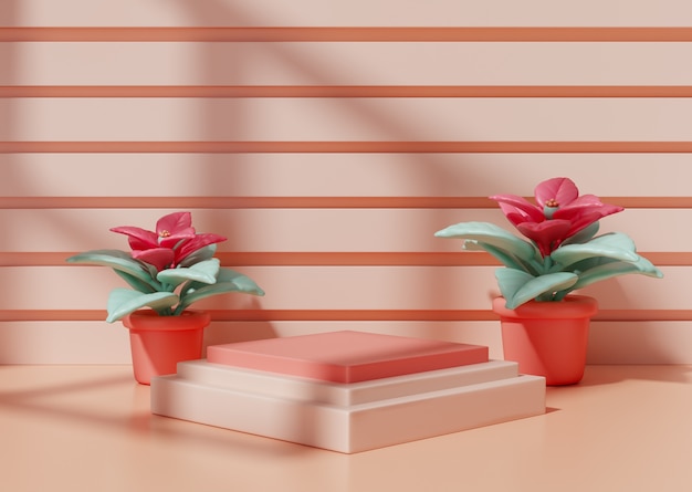 Free PSD 3d illustration with peach colored podium