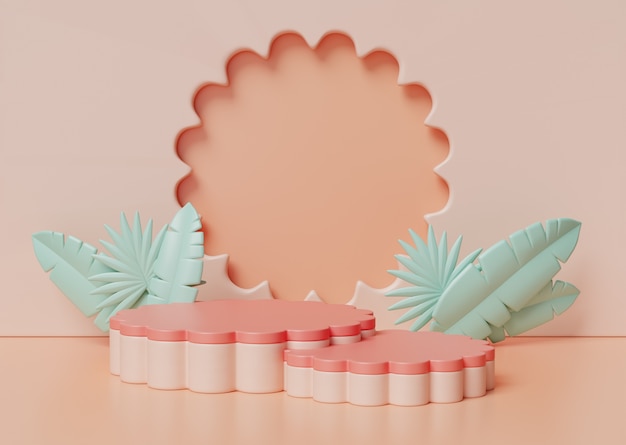 Free PSD 3d illustration with peach colored podium