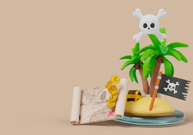 3d illustration with pet essentials still life