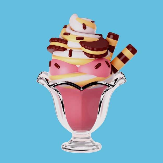 Free PSD 3d illustration with sweet ice cream dessert