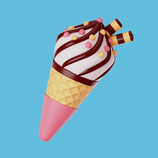 Free PSD 3d illustration with sweet ice cream dessert