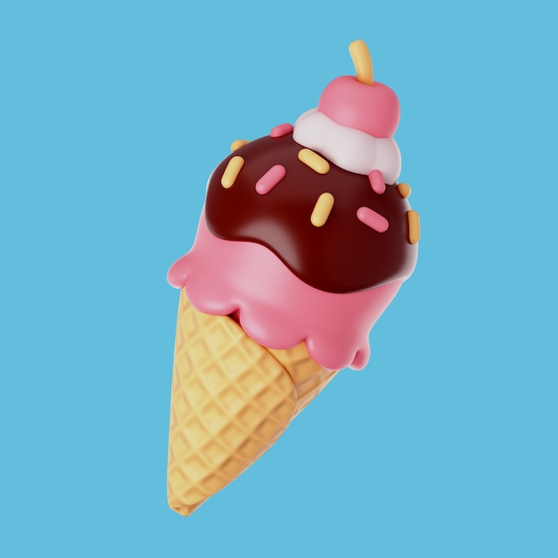 Free PSD 3d illustration with sweet ice cream dessert