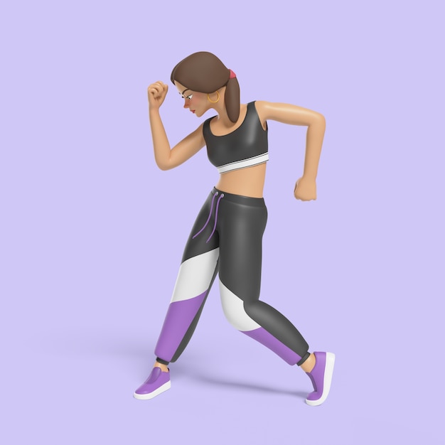 Free PSD 3d illustration of woman showing a dance pose