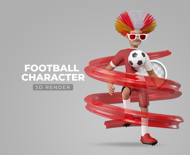 Free PSD 3d illustration of world football championship soccer player