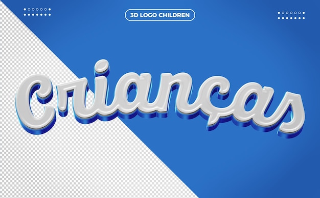 Free PSD 3d kids logo isolated on dark blue background