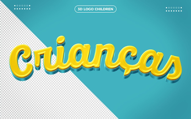 3d Kids logo isolated on light blue background