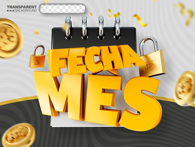 Free PSD 3d label close month supermarket promotion retail logo fecha mes in brazil