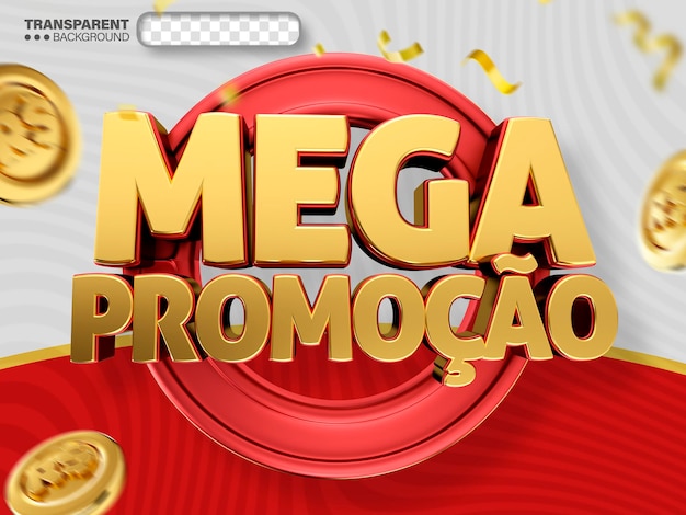 Free PSD 3d label mega promotion supermarket offers retail logo