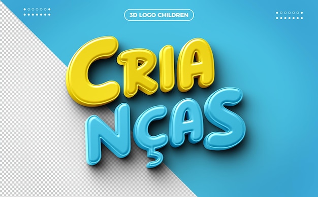 Free PSD 3d logo for children's day campaigns blue with yellow