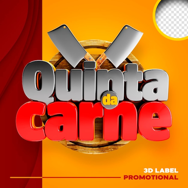 Free PSD 3d logo thursday meat supermarket promotion quinta da carne in brazil