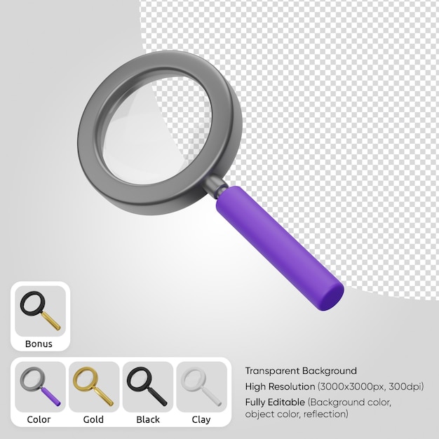 Free PSD 3d magnifying glass