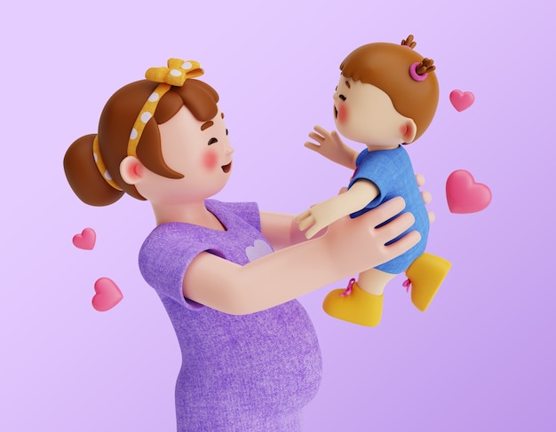 Free PSD 3d maternity character composition