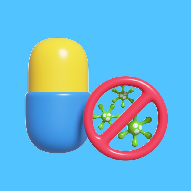 Free PSD 3d medical elements with capsule pill