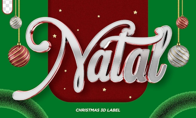 3d merry christmas label for compositions natal in brazil