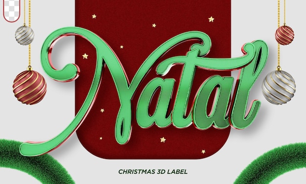 Free PSD 3d merry christmas label for compositions natal in brazil