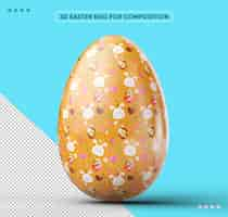 Free PSD 3d orange decorated easter egg