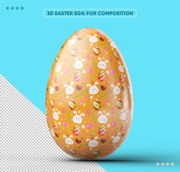 Free PSD 3d orange decorated easter egg