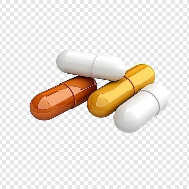 Free PSD 3d pills drug isolated on transparent background