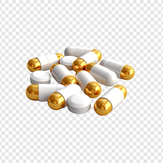 Free PSD 3d pills drug isolated on transparent background