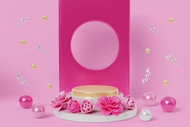 Free PSD 3d pink podium background