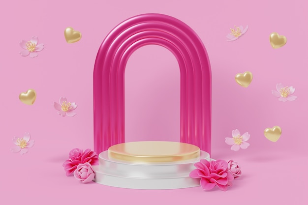 3d pink podium background