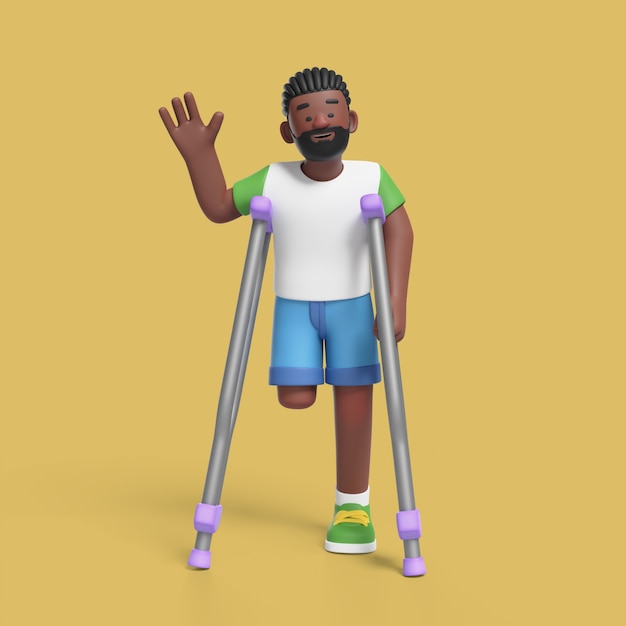 Free PSD 3d pose of man with reduced mobility