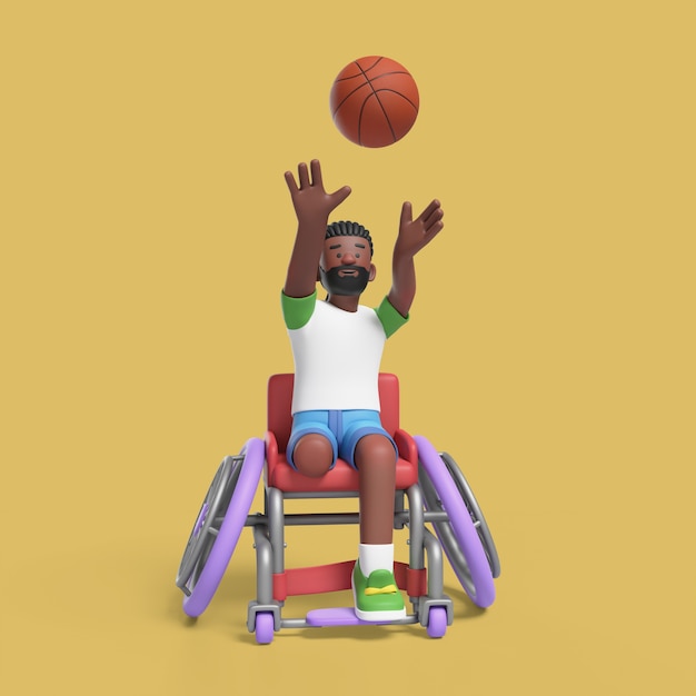 Free PSD 3d pose of man with reduced mobility