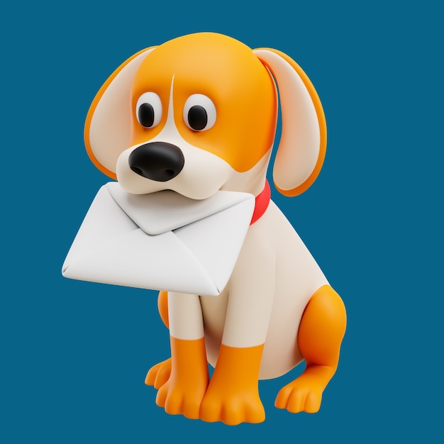 3d post icon with dog and letter