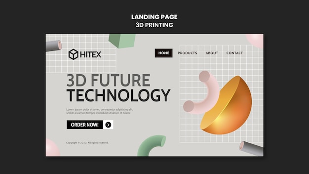 Free PSD 3d printing landing page