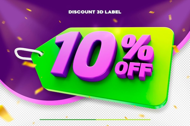 Free PSD 3d promotional discount isolated tag for compositions