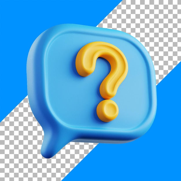 Free PSD 3d question mark icon in blue and yellow on transparent background