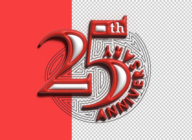 Free PSD 3d render 25th years anniversary celebration design png