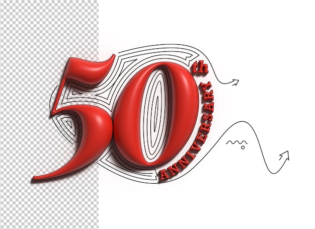 Free PSD 3d render 50th years anniversary celebration design png