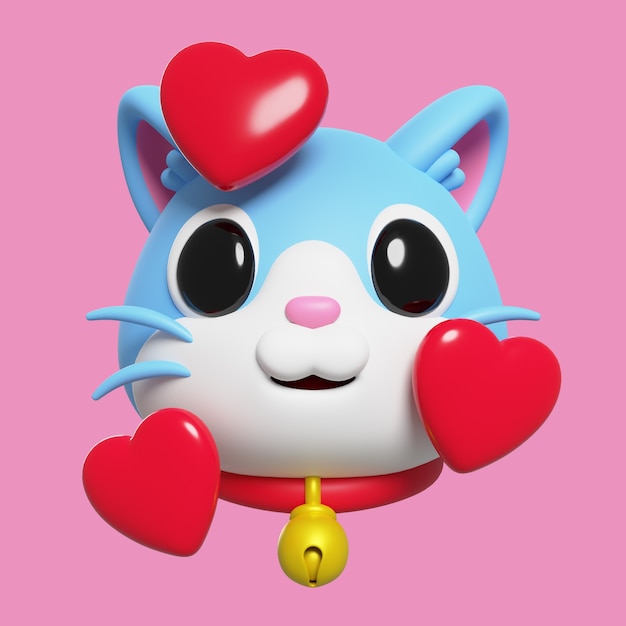 Free PSD 3d render of cat emoji