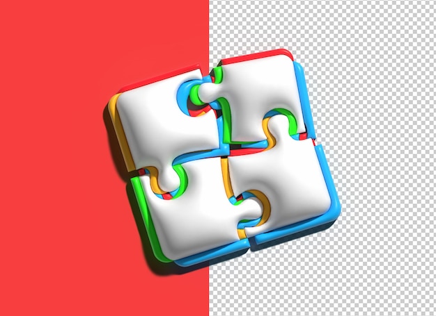 3D Render Colorful Puzzle Web Icon PNG