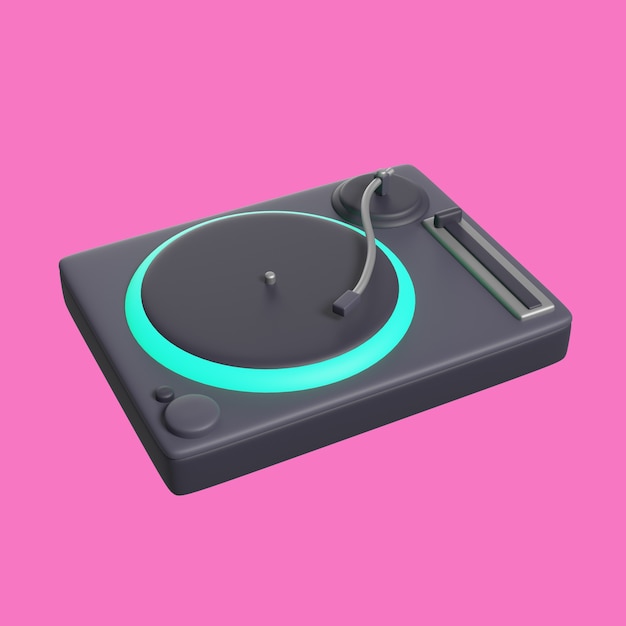 Free PSD 3d render of dj phonograph