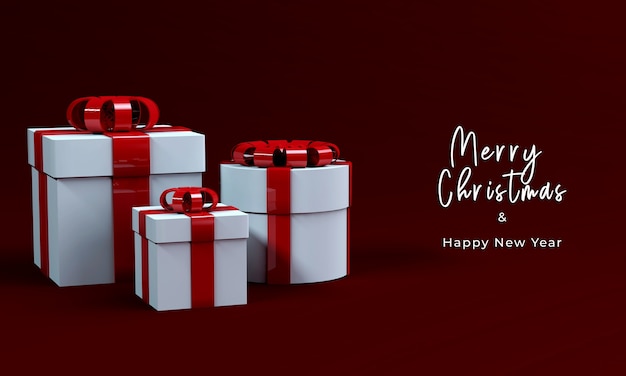 Free PSD 3d render gift box for merry christmas