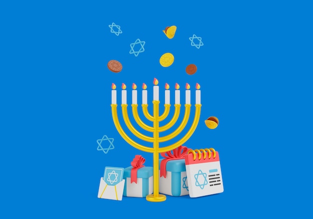 Free PSD 3d render of hanukkah background