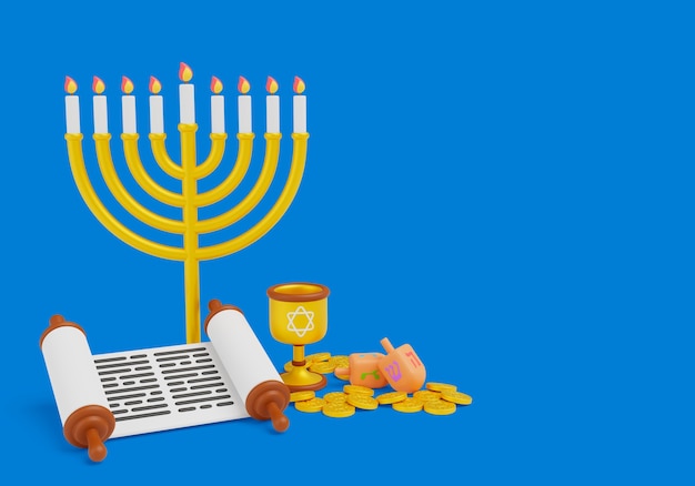 Free PSD 3d render of hanukkah background