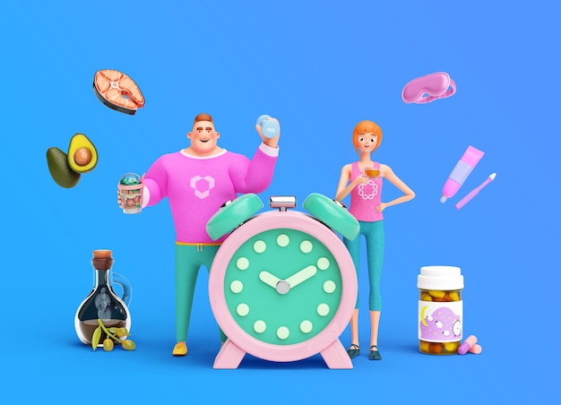 Free PSD 3d render of healthy routine character