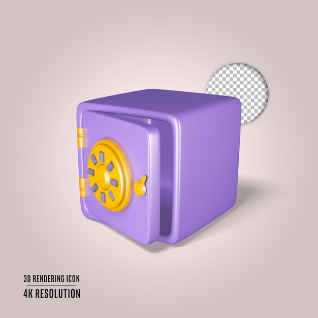 Free PSD 3d render illustration safe money locker isolated icon