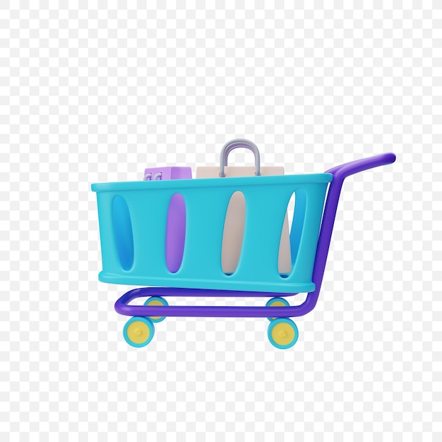 3d render illustration shopping cart isolated icon