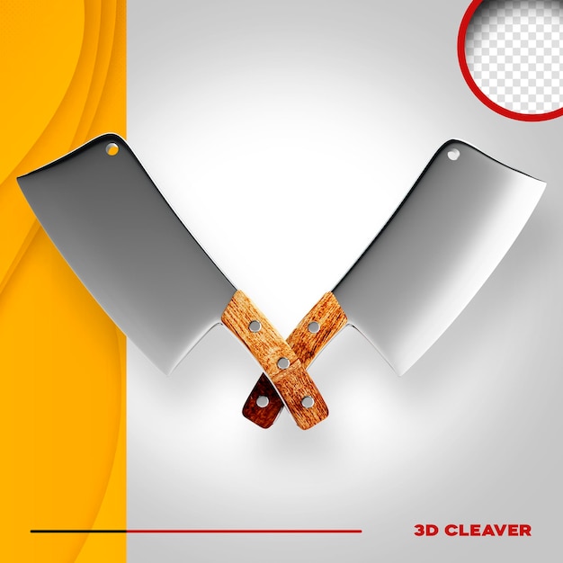 Free PSD 3d render isolated cleaver for compositing