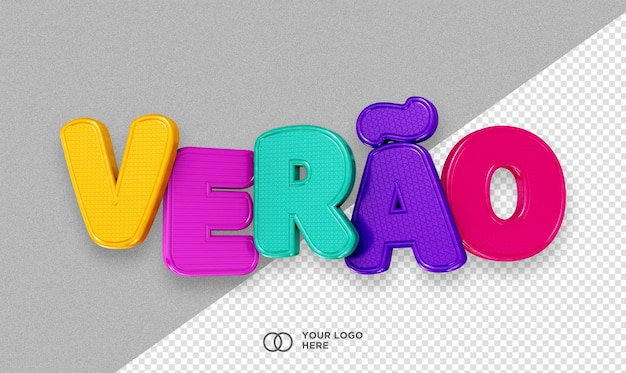 Free PSD 3d render logo summer verao in brazil for composition