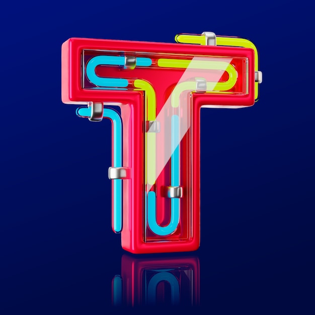 Free PSD 3d render of neon letter icon