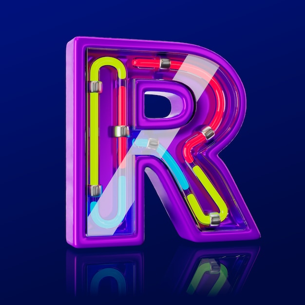 Free PSD 3d render of neon letter icon